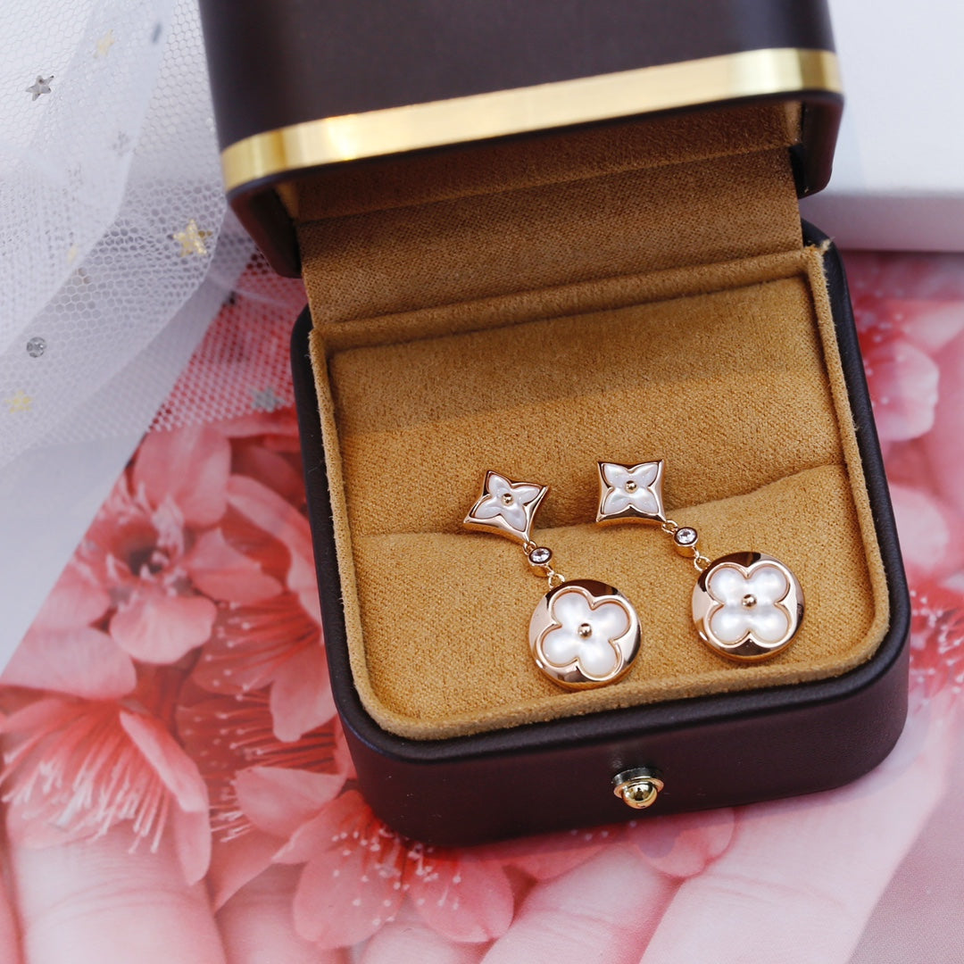 [Clara Jewels]STAR AND SUN PINK GOLD MOP DROP EARRINGS
