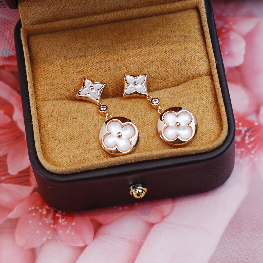[Clara Jewels]STAR AND SUN PINK GOLD MOP DROP EARRINGS