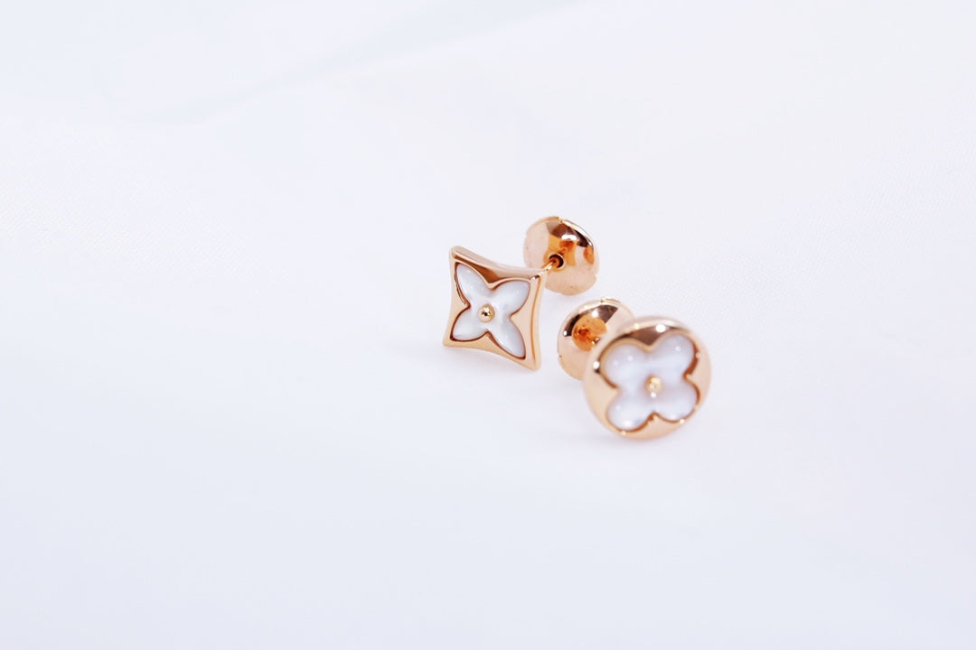 [Clara Jewels]STAR AND SUN PINK GOLD MOP STUD EARRINGS
