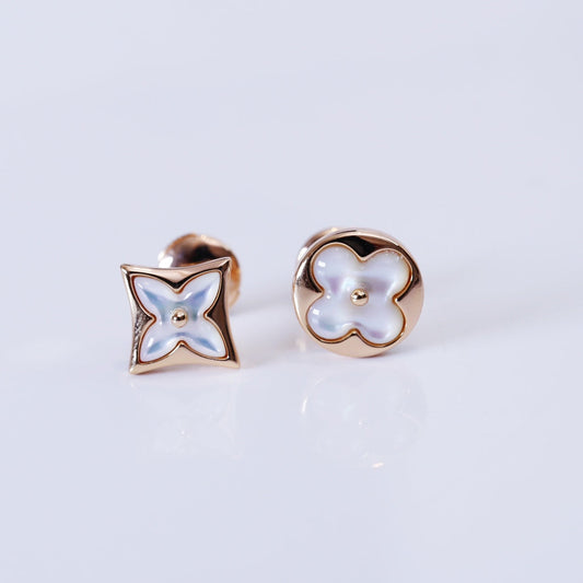 [Clara Jewels]STAR AND SUN PINK GOLD MOP STUD EARRINGS