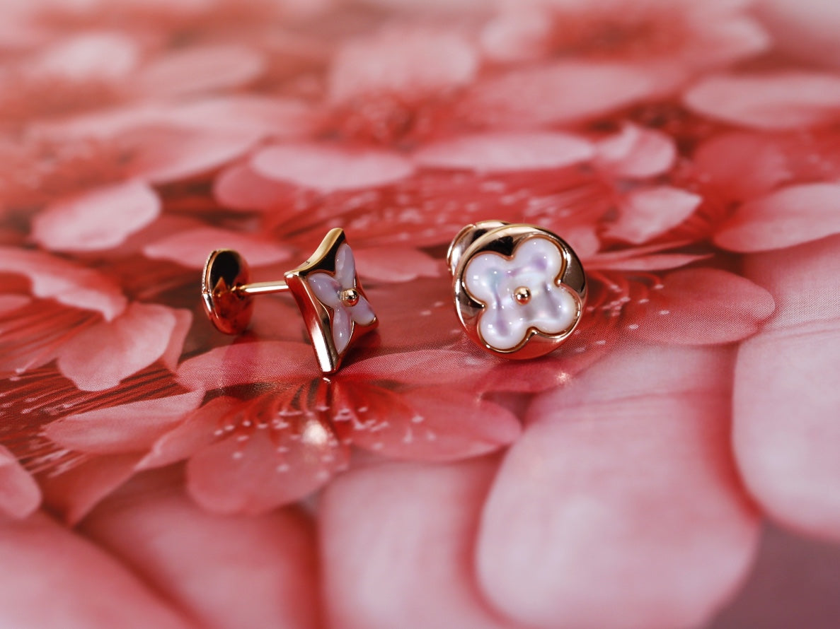 [Clara Jewels]STAR AND SUN PINK GOLD MOP STUD EARRINGS