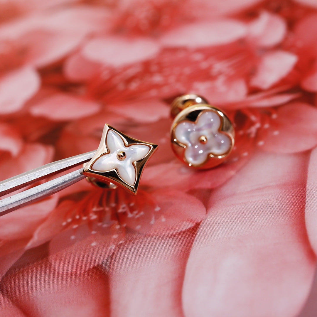 [Clara Jewels]STAR AND SUN PINK GOLD MOP STUD EARRINGS