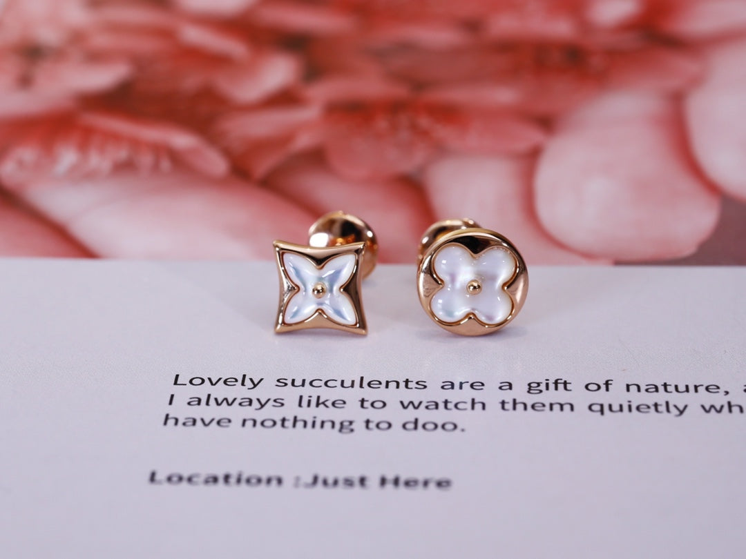 [Clara Jewels]STAR AND SUN PINK GOLD MOP STUD EARRINGS