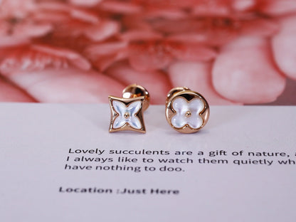 [Clara Jewels]STAR AND SUN PINK GOLD MOP STUD EARRINGS