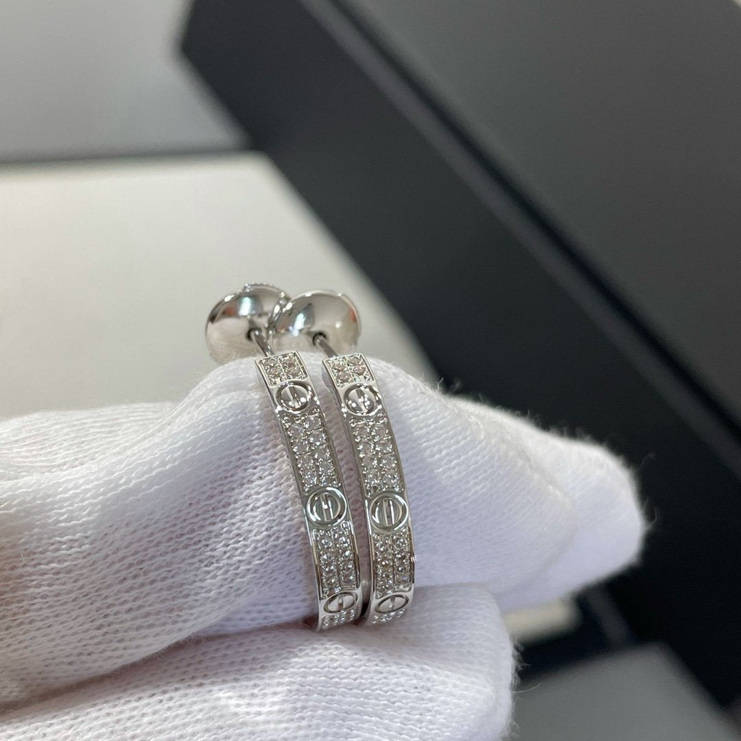 [Clara Jewels]LOVE DIAMOND SILVER HOOP EARRINGS
