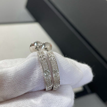 [Clara Jewels]LOVE DIAMOND SILVER HOOP EARRINGS