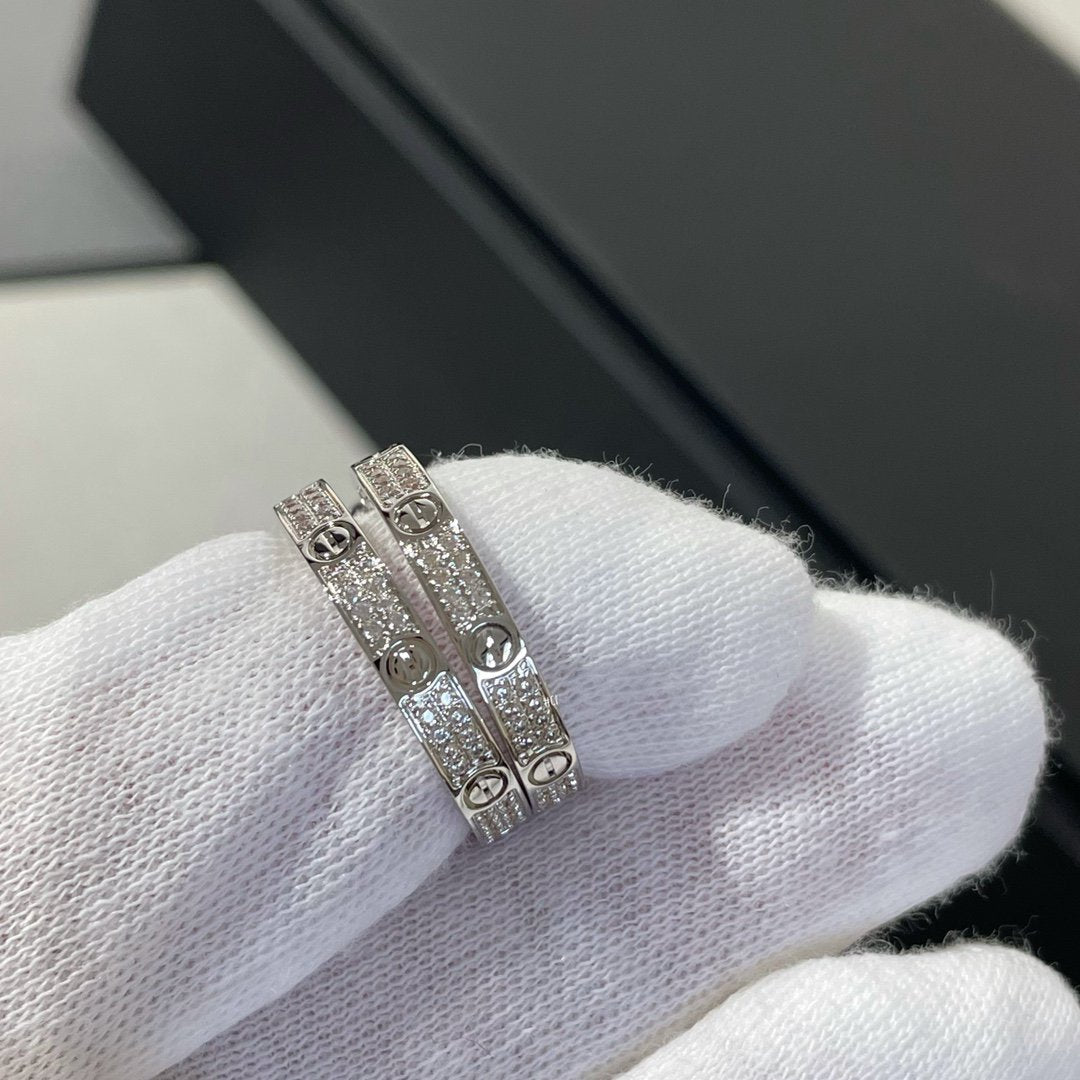 [Clara Jewels]LOVE DIAMOND SILVER HOOP EARRINGS