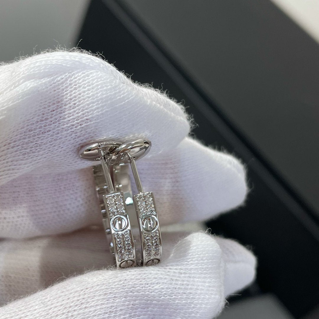 [Clara Jewels]LOVE DIAMOND SILVER HOOP EARRINGS