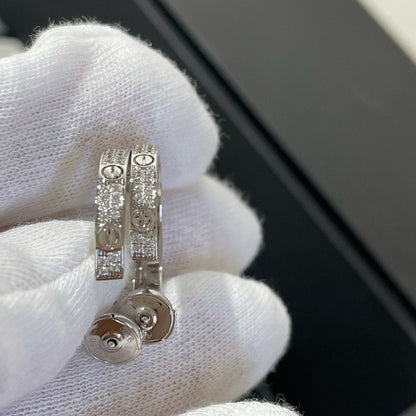 [Clara Jewels]LOVE DIAMOND SILVER HOOP EARRINGS