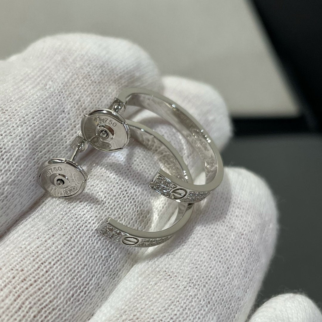 [Clara Jewels]LOVE DIAMOND SILVER HOOP EARRINGS