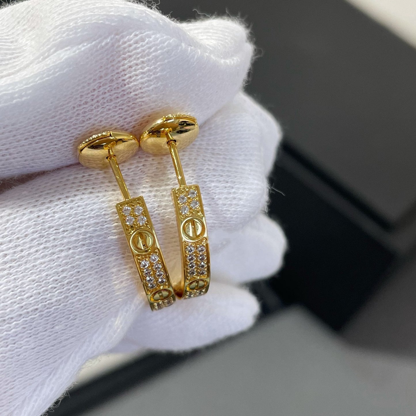 [Clara Jewels]LOVE DIAMOND GOLD HOOP EARRINGS