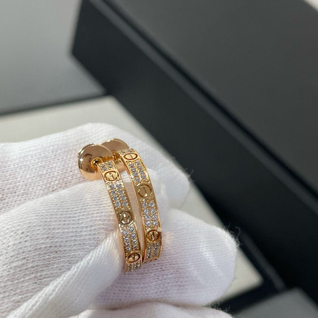 [Clara Jewels]LOVE DIAMOND PINK GOLD HOOP EARRINGS