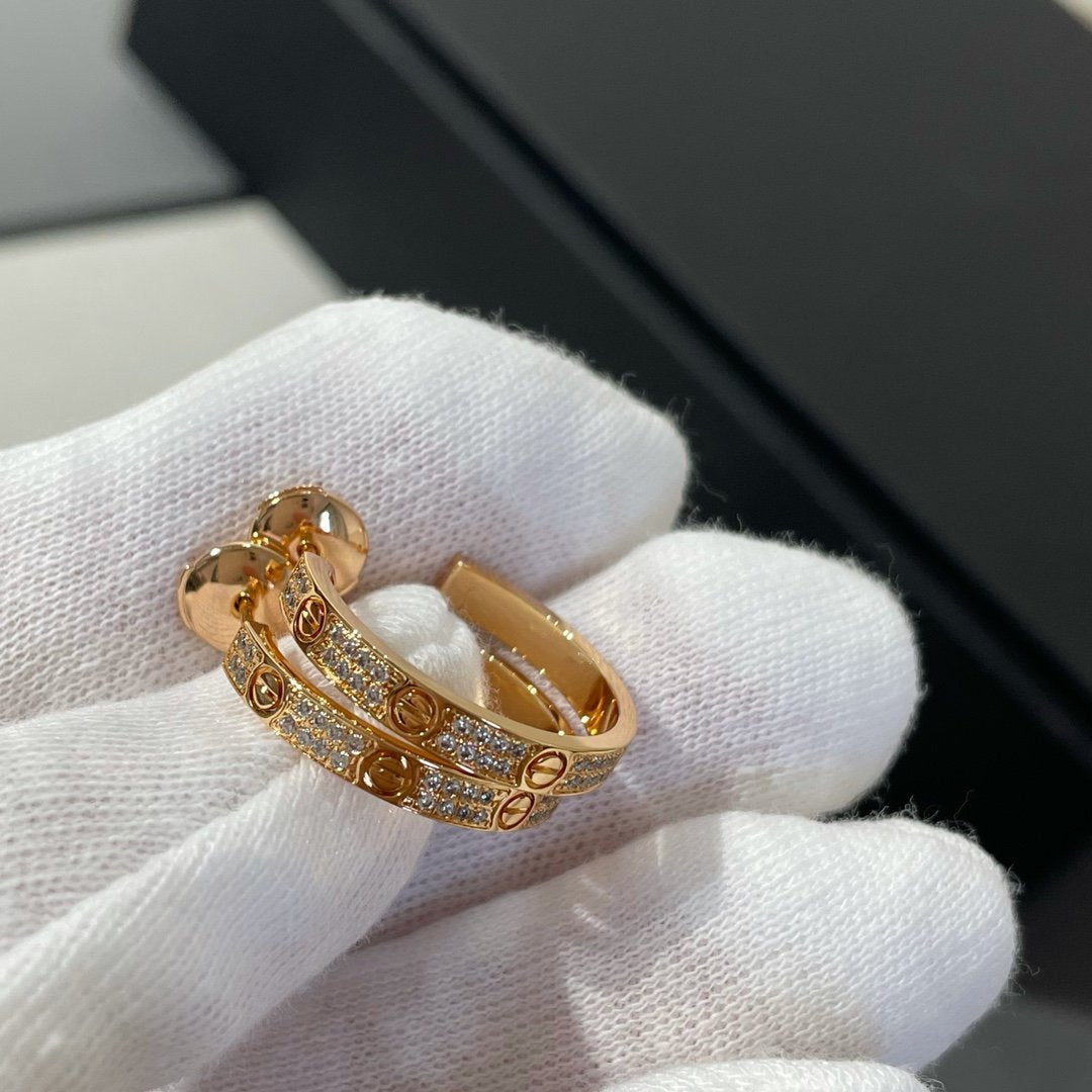 [Clara Jewels]LOVE DIAMOND PINK GOLD HOOP EARRINGS