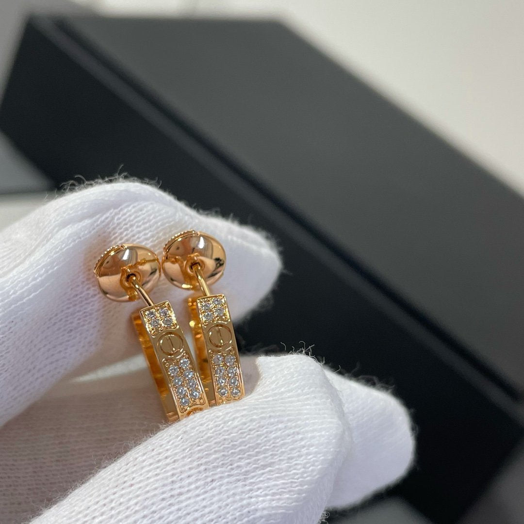 [Clara Jewels]LOVE DIAMOND PINK GOLD HOOP EARRINGS