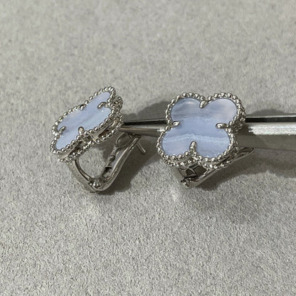 [Clara Jewels]CLOVER CHALCEDONY SILVER STUD EARRINGS