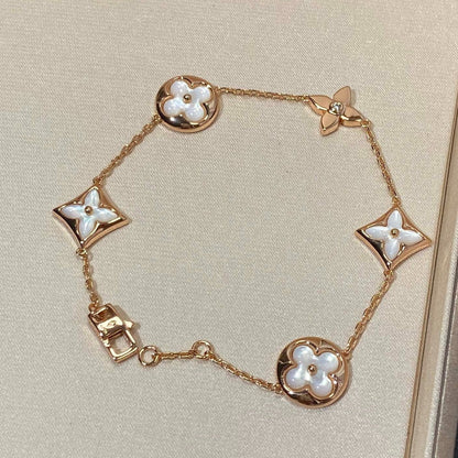 [Clara Jewels]STAR AND SUN 5 MOTIF MOP PINK GOLD BRACELET