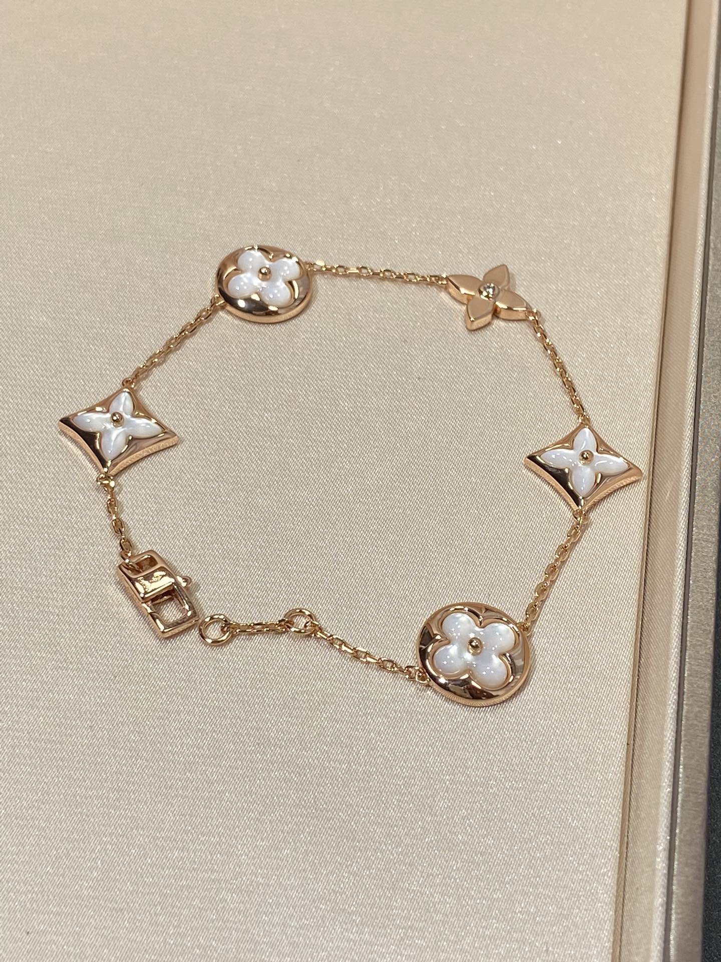 [Clara Jewels]STAR AND SUN 5 MOTIF MOP PINK GOLD BRACELET