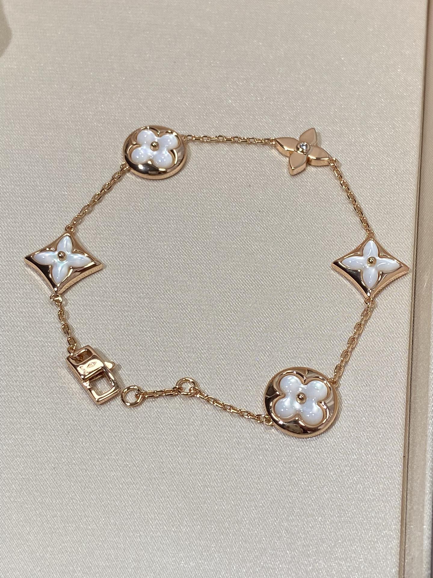 [Clara Jewels]STAR AND SUN 5 MOTIF MOP PINK GOLD BRACELET