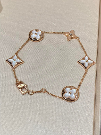 [Clara Jewels]STAR AND SUN 5 MOTIF MOP PINK GOLD BRACELET