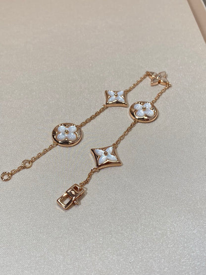 [Clara Jewels]STAR AND SUN 5 MOTIF MOP PINK GOLD BRACELET