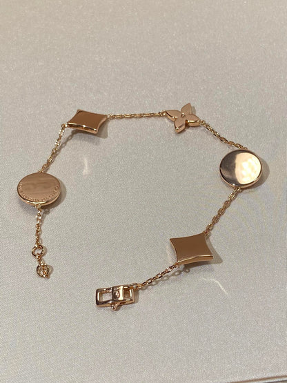[Clara Jewels]STAR AND SUN 5 MOTIF MOP PINK GOLD BRACELET
