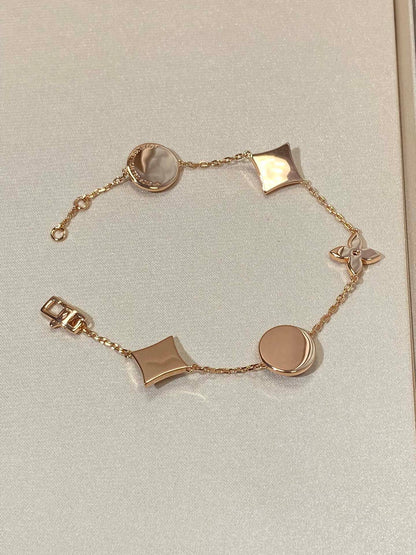[Clara Jewels]STAR AND SUN 5 MOTIF MOP PINK GOLD BRACELET
