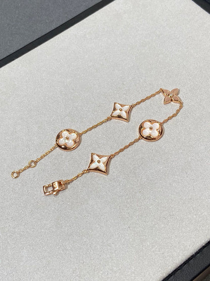 [Clara Jewels]STAR AND SUN 5 MOTIF MOP PINK GOLD BRACELET