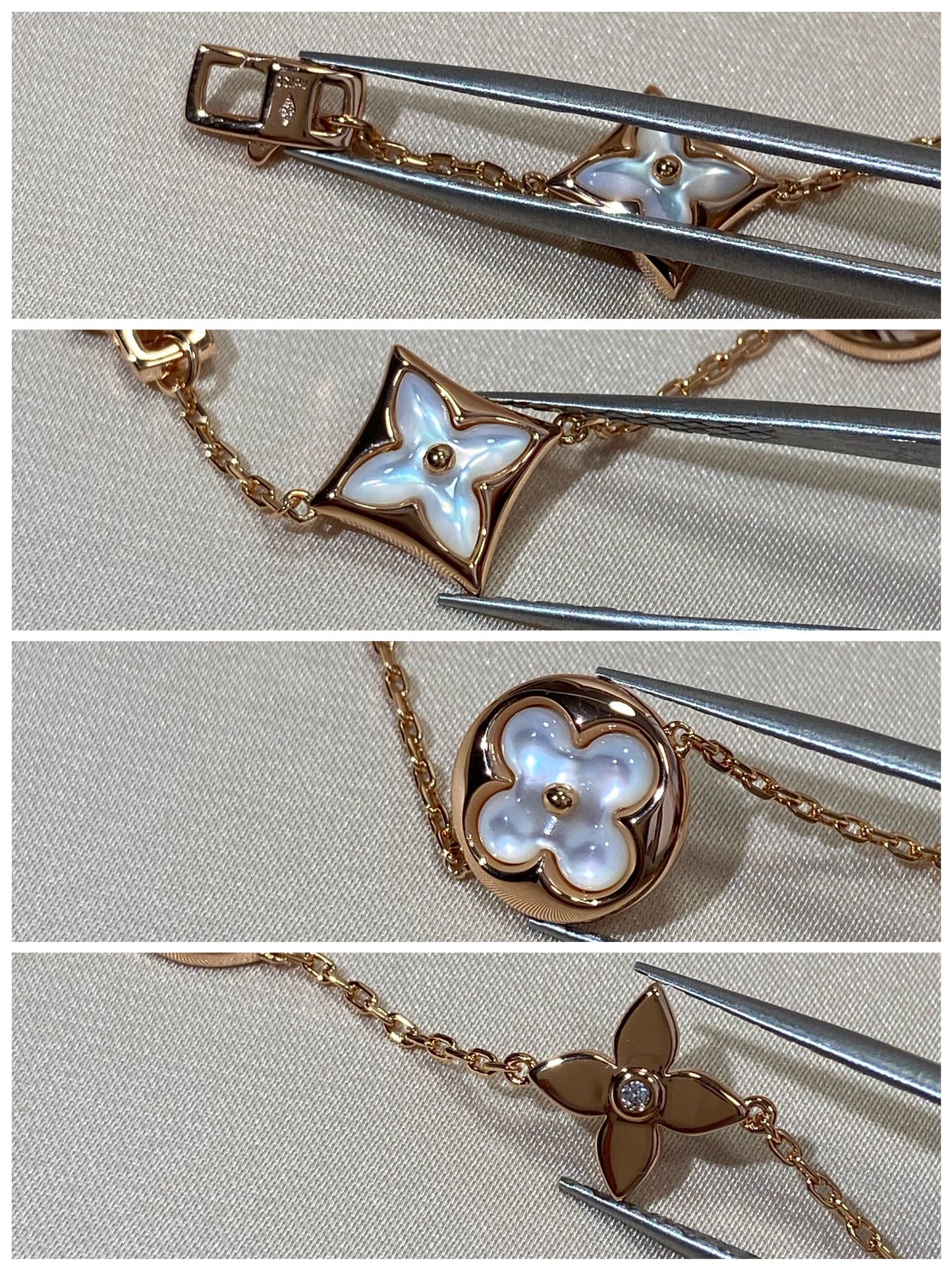 [Clara Jewels]STAR AND SUN 5 MOTIF MOP PINK GOLD BRACELET