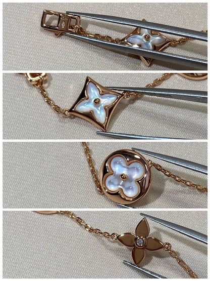 [Clara Jewels]STAR AND SUN 5 MOTIF MOP PINK GOLD BRACELET