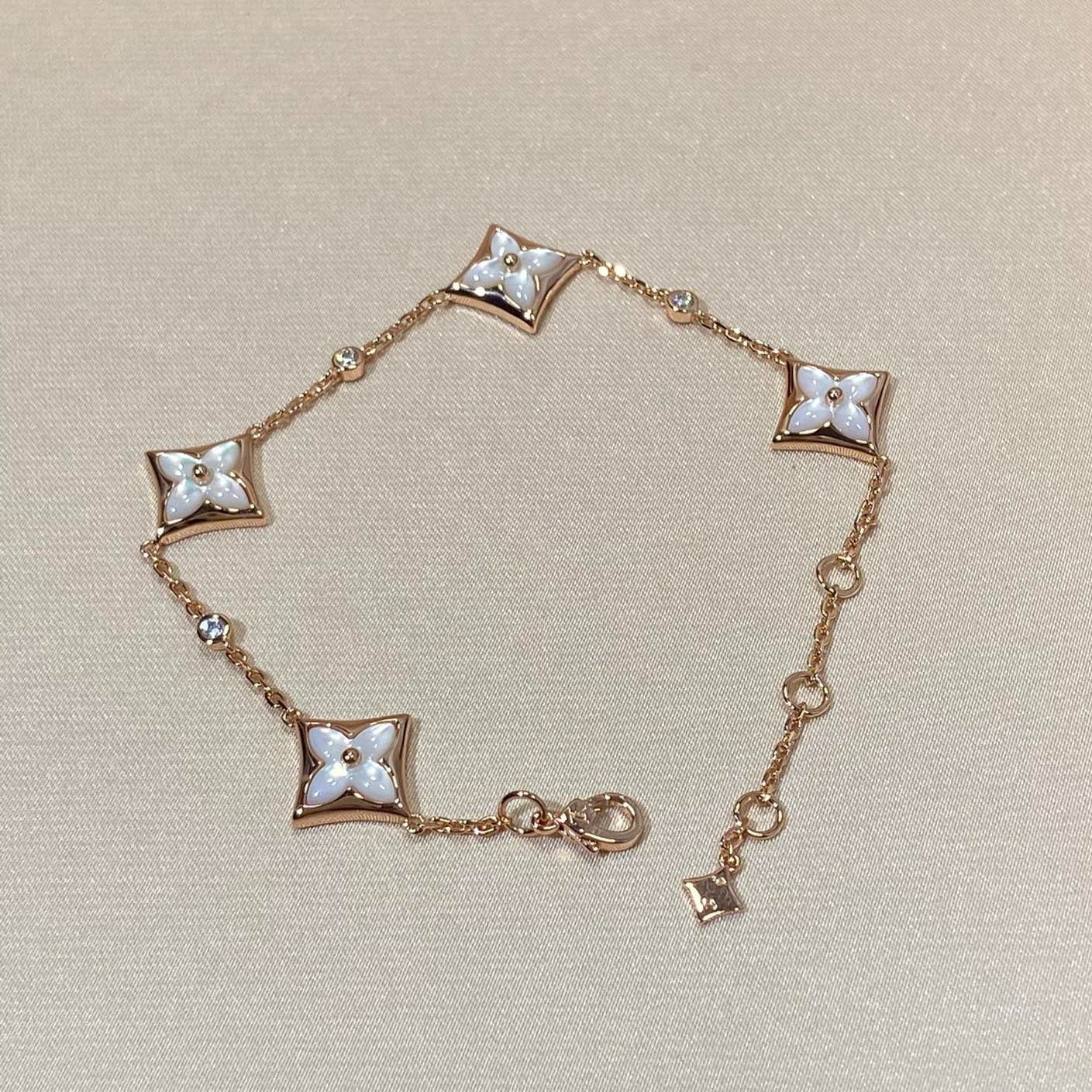 [Clara Jewels]STAR 4 MOTIF MOP DIAMOND PINK GOLD BRACELET