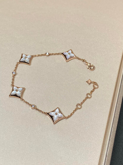 [Clara Jewels]STAR 4 MOTIF MOP DIAMOND PINK GOLD BRACELET