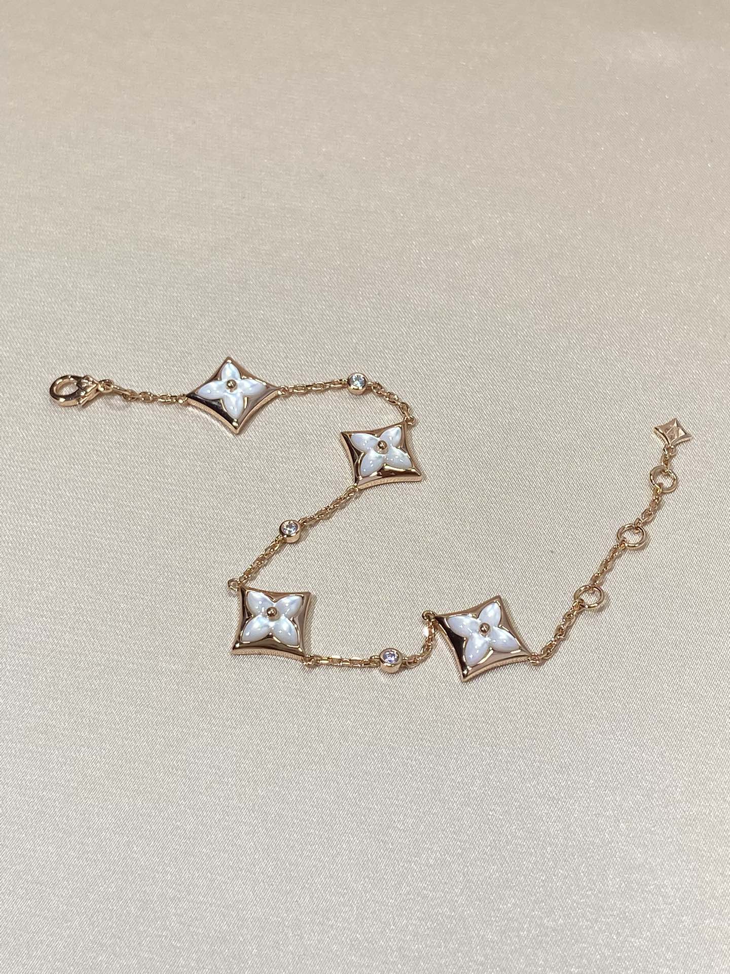 [Clara Jewels]STAR 4 MOTIF MOP DIAMOND PINK GOLD BRACELET