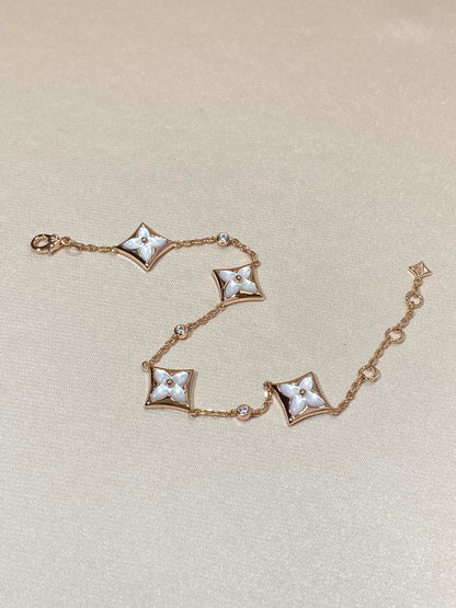 [Clara Jewels]STAR 4 MOTIF MOP DIAMOND PINK GOLD BRACELET