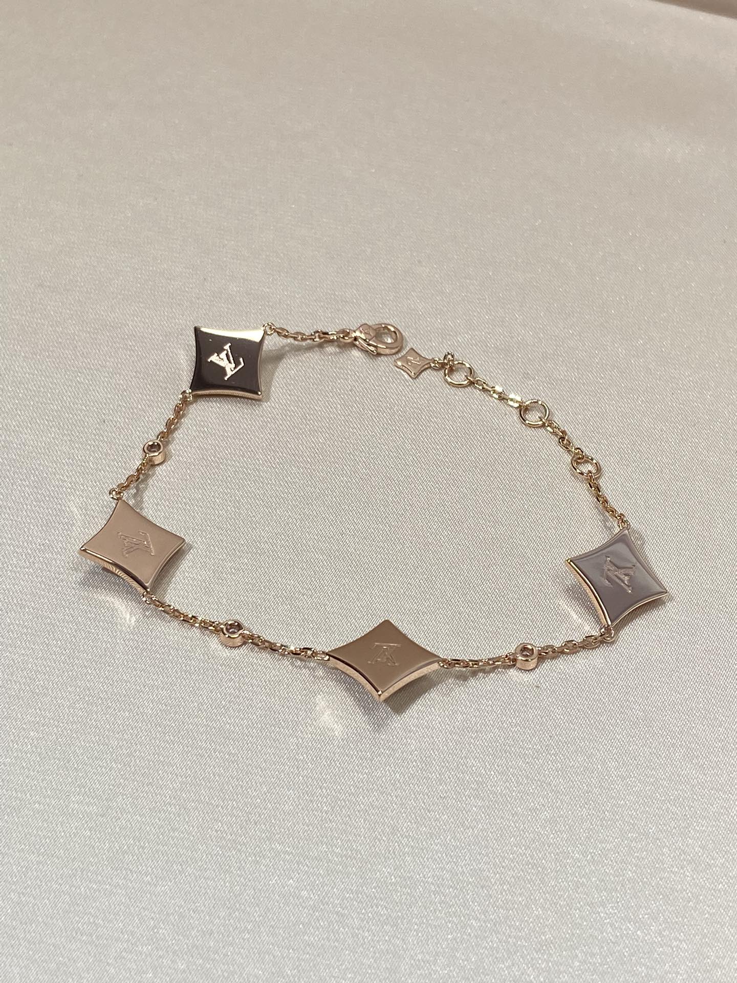 [Clara Jewels]STAR 4 MOTIF MOP DIAMOND PINK GOLD BRACELET