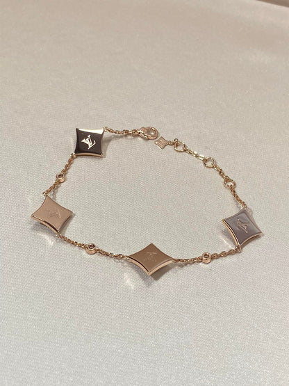 [Clara Jewels]STAR 4 MOTIF MOP DIAMOND PINK GOLD BRACELET