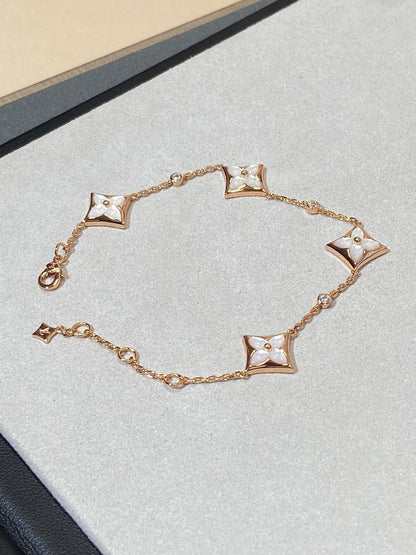 [Clara Jewels]STAR 4 MOTIF MOP DIAMOND PINK GOLD BRACELET