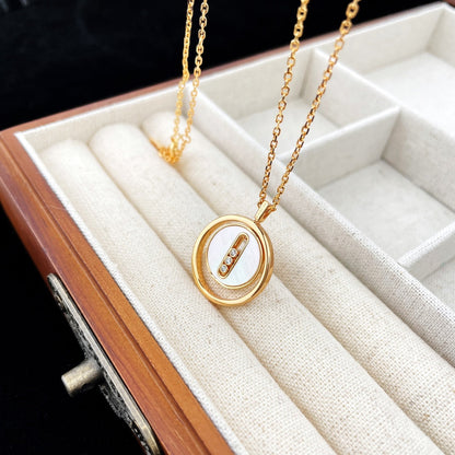 [Clara Jewely]LUCKY MOVE MOP PINK GOLD NECKLACE