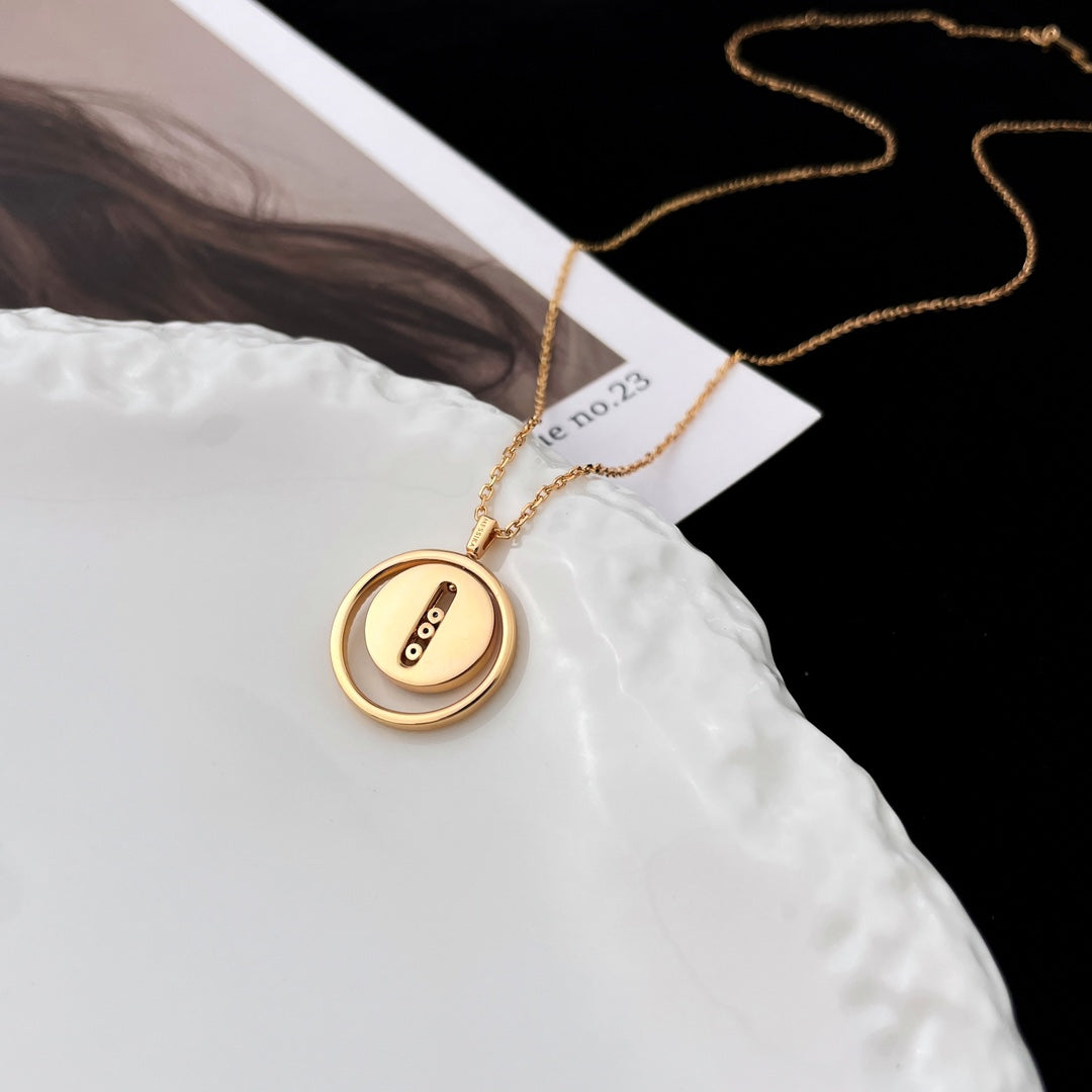 [Clara Jewely]LUCKY MOVE MOP PINK GOLD NECKLACE