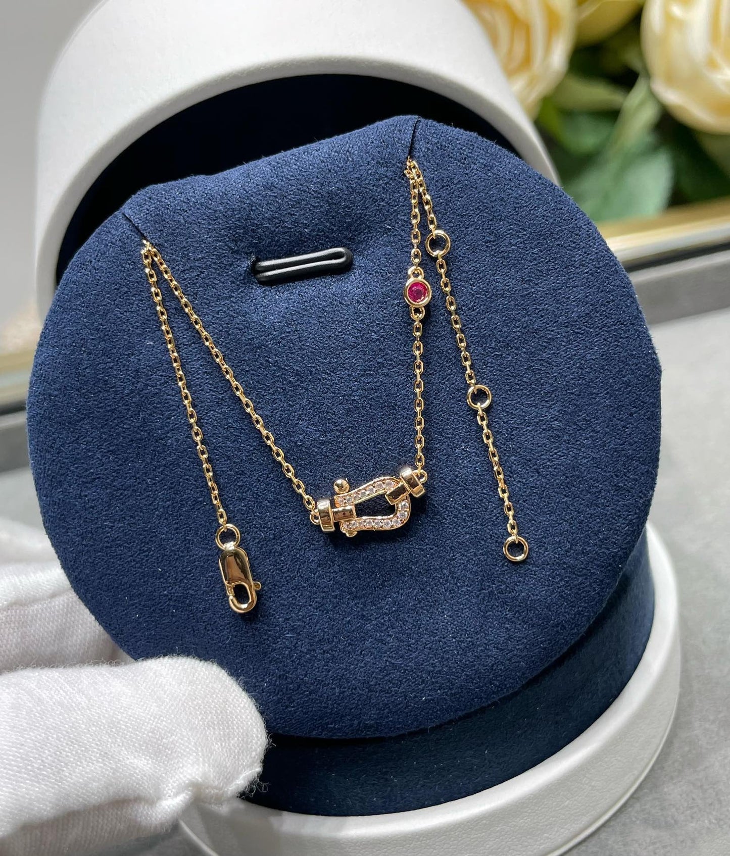 [Clara Jewels]FORCE 10 DIAMOND PINK GOLD NECKLACE