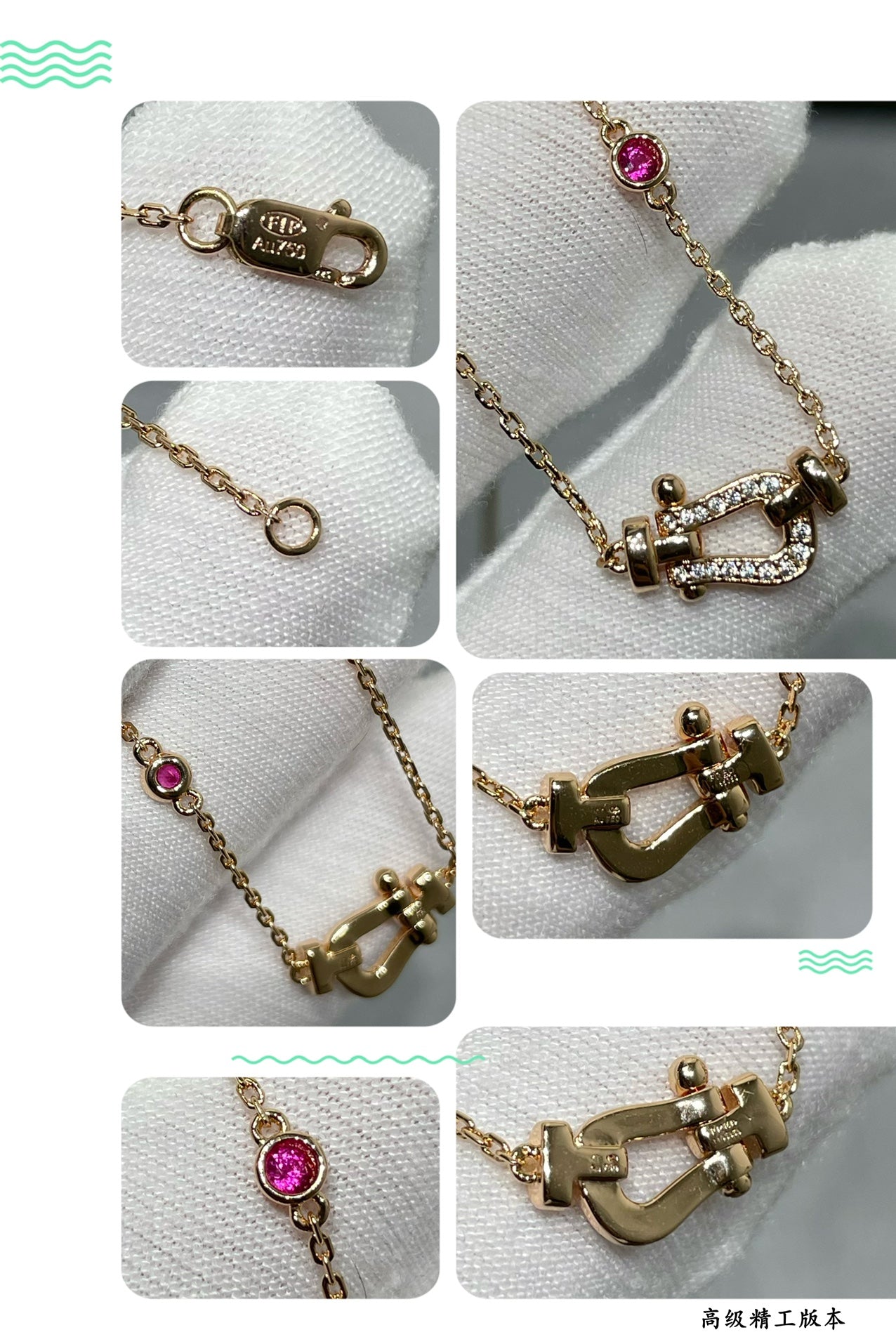[Clara Jewels]FORCE 10 DIAMOND PINK GOLD NECKLACE