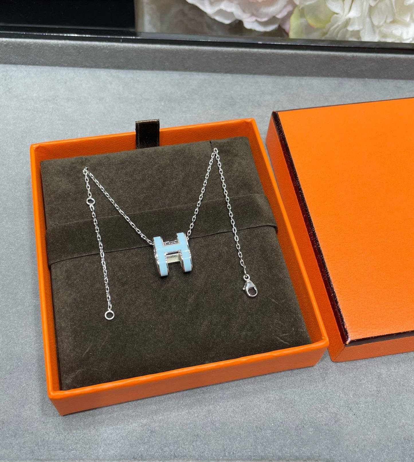 [Clara Jewels]POP H SKY BLUE NECKLACE