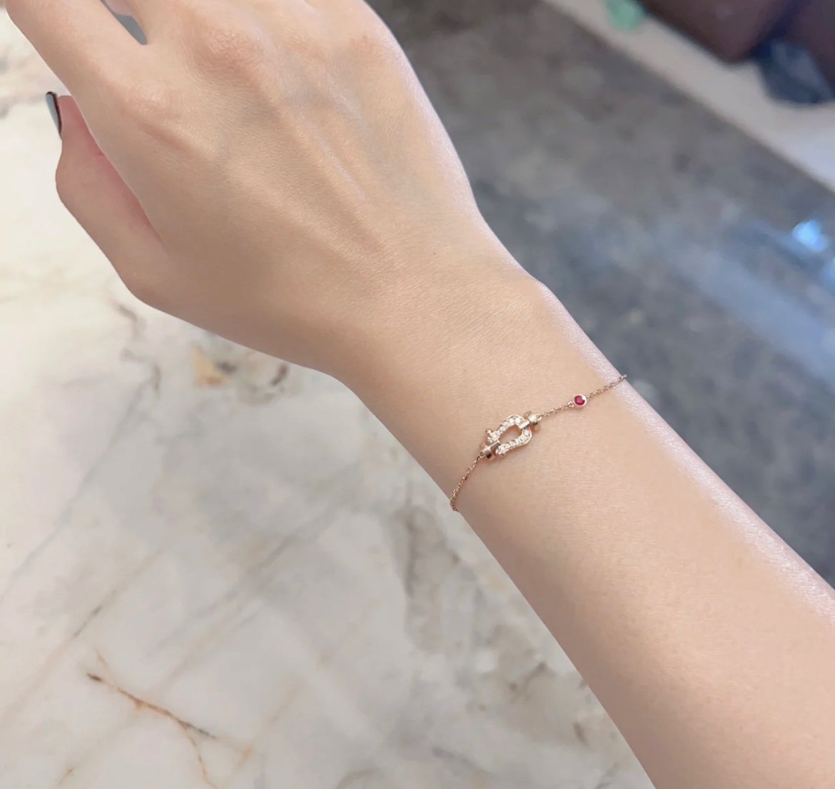 [Clara Jewels]FORCE 10 DIAMOND CHAIN LINK PINK GOLD BRACELET