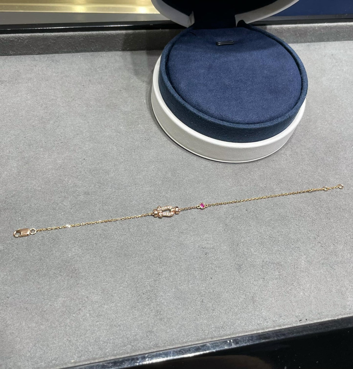 [Clara Jewels]FORCE 10 DIAMOND CHAIN LINK PINK GOLD BRACELET