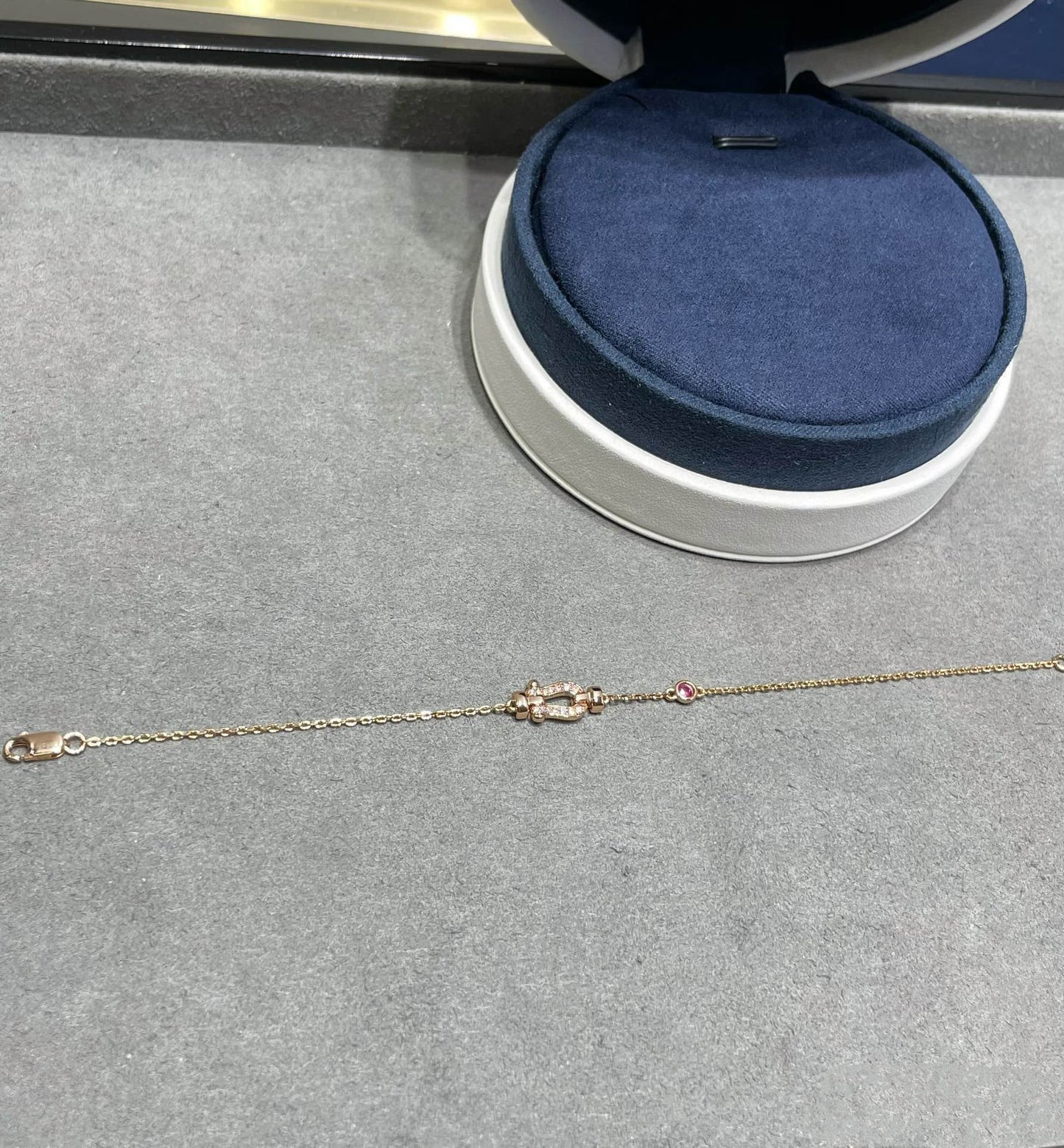 [Clara Jewels]FORCE 10 DIAMOND CHAIN LINK PINK GOLD BRACELET