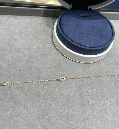 [Clara Jewels]FORCE 10 DIAMOND CHAIN LINK PINK GOLD BRACELET