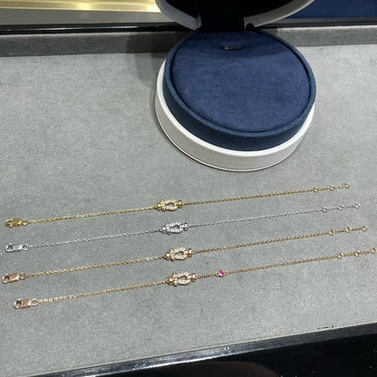 [Clara Jewels]FORCE 10 DIAMOND CHAIN LINK PINK GOLD BRACELET