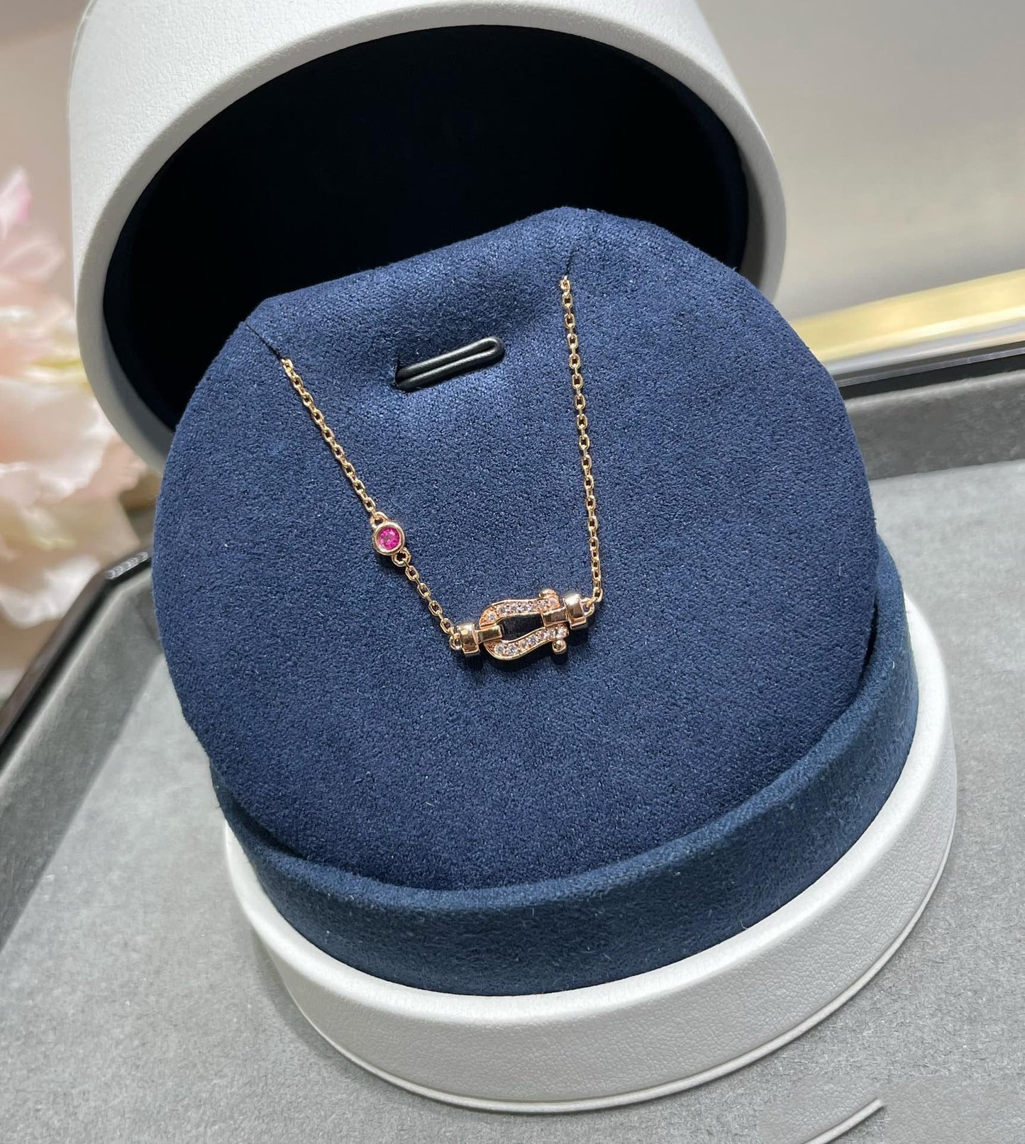 [Clara Jewels]FORCE 10 DIAMOND CHAIN LINK PINK GOLD BRACELET