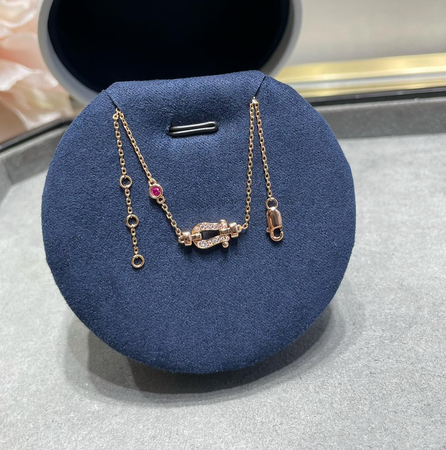 [Clara Jewels]FORCE 10 DIAMOND CHAIN LINK PINK GOLD BRACELET