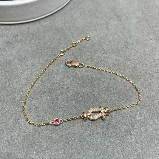 [Clara Jewels]FORCE 10 DIAMOND CHAIN LINK PINK GOLD BRACELET