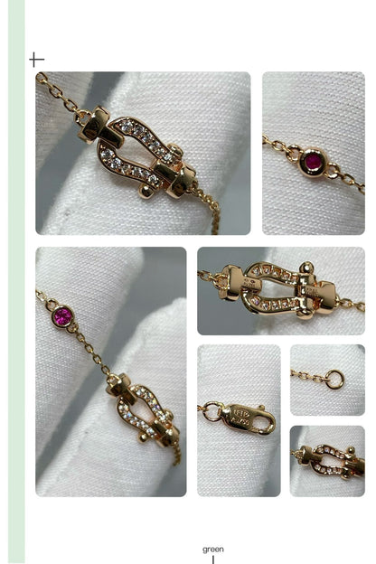 [Clara Jewels]FORCE 10 DIAMOND CHAIN LINK PINK GOLD BRACELET
